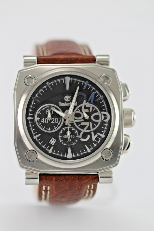 Timberland Chronograph-brown leather band QT712 2102